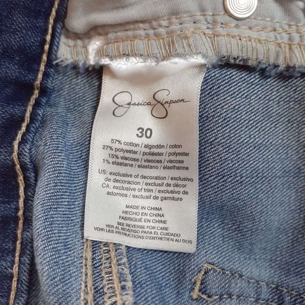 Jessica Simpson Arrow Y2K Straight Jeans Womens Size 30 Blue Denim Distressed - Picture 7 of 7